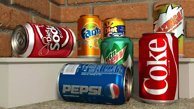 Low-poly Soda Drink Cans Free low-poly 3D model