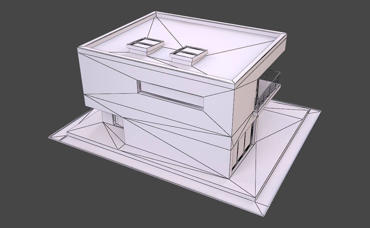 Modern House 1 Free low-poly 3D model_8