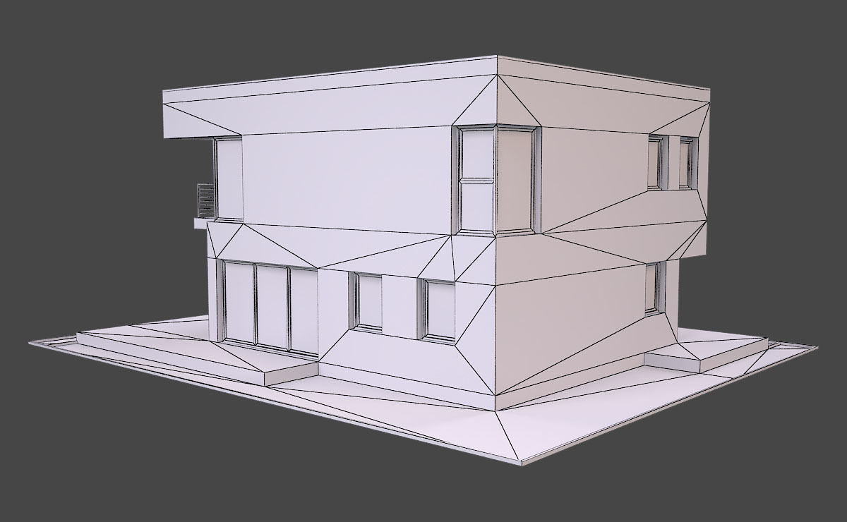 Modern House 1 Free low-poly 3D model_7