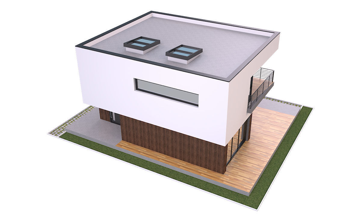 Modern House 1 Free low-poly 3D model_4