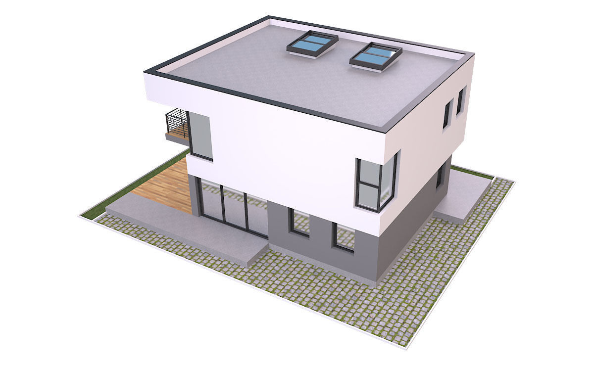 Modern House 1 Free low-poly 3D model_5