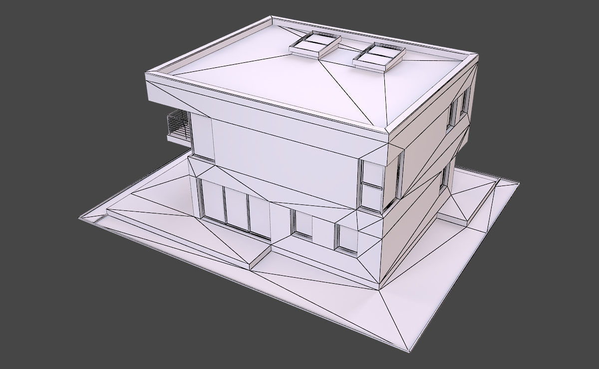 Modern House 1 Free low-poly 3D model_9