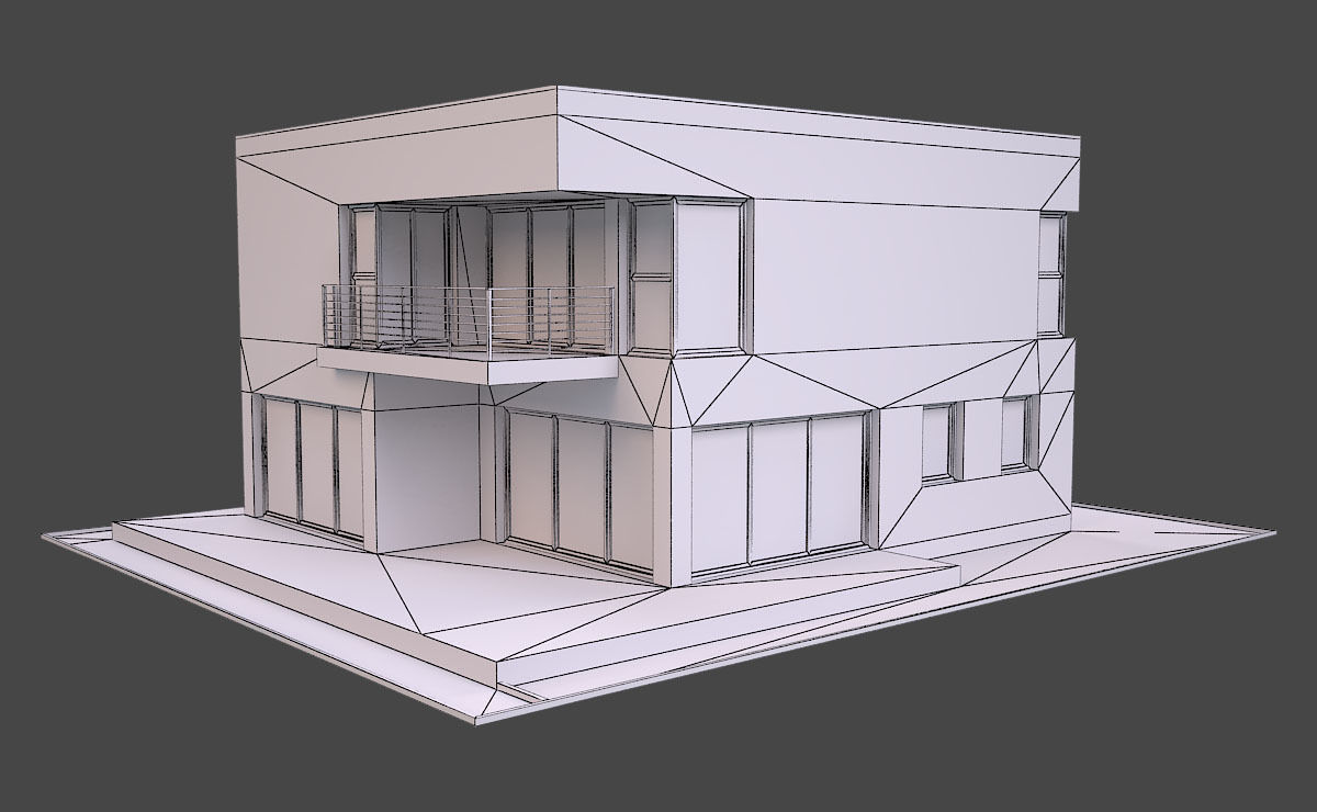 Modern House 1 Free low-poly 3D model_6