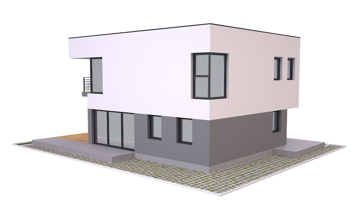 Modern House 1 Free low-poly 3D model_2