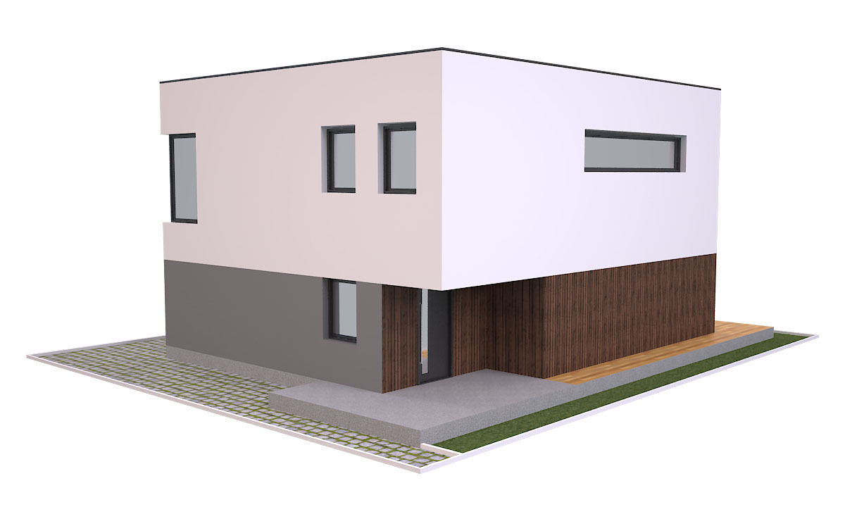 Modern House 1 Free low-poly 3D model_3
