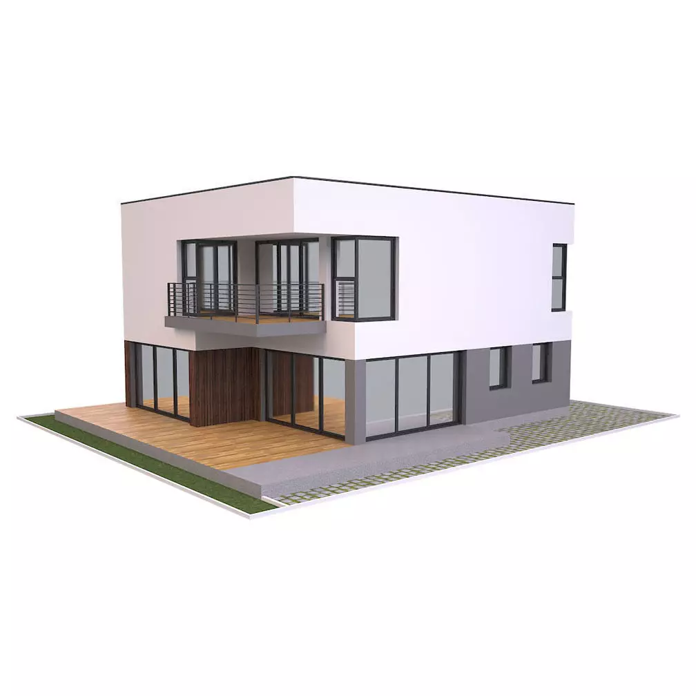 Modern House 1 Free low-poly 3D model_0