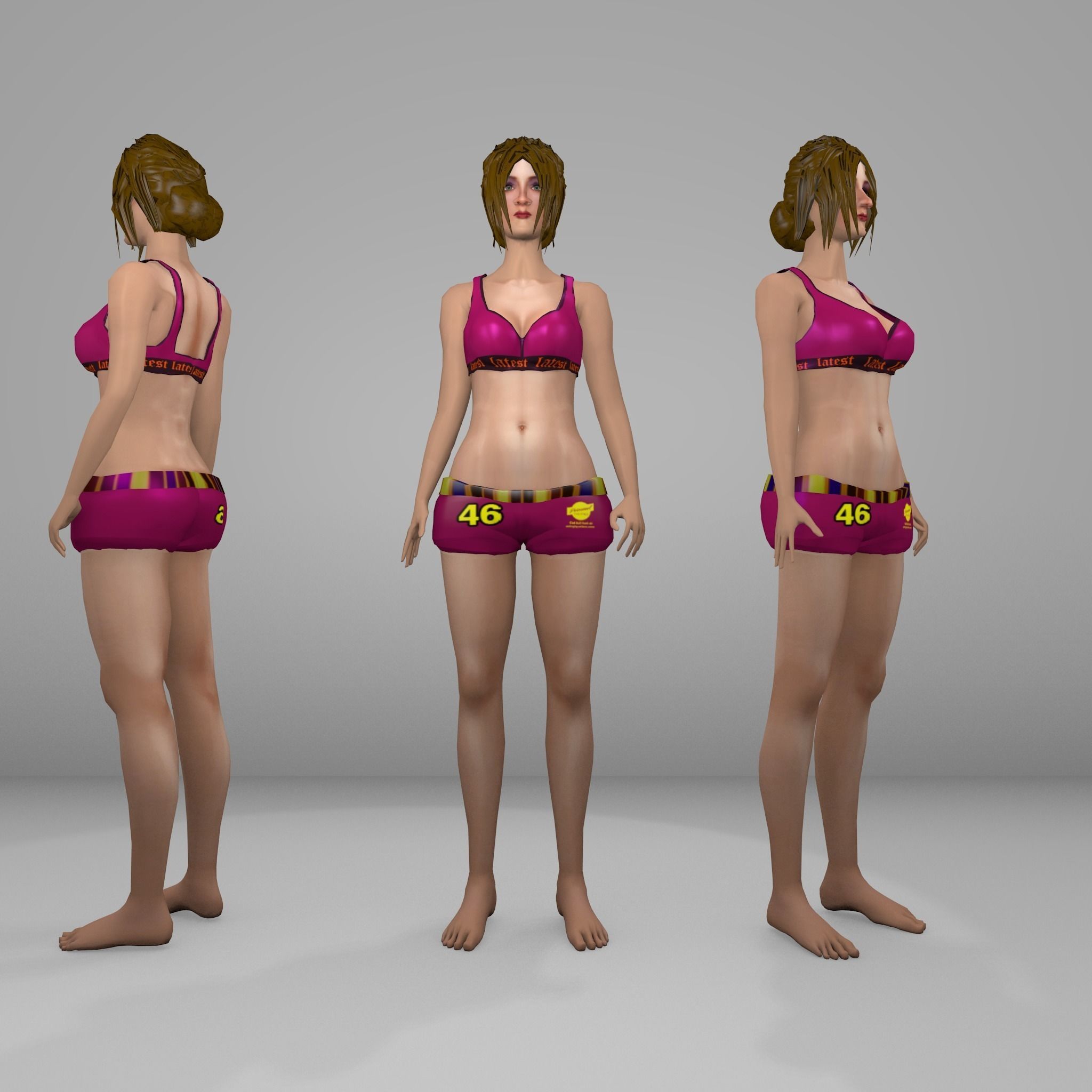 Low Poly Lady Model with Rigg Low-poly 3D model