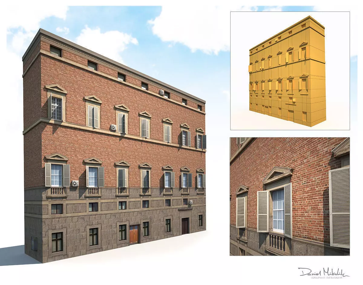 Apartment House 179 Low Poly Low-poly 3D model_0