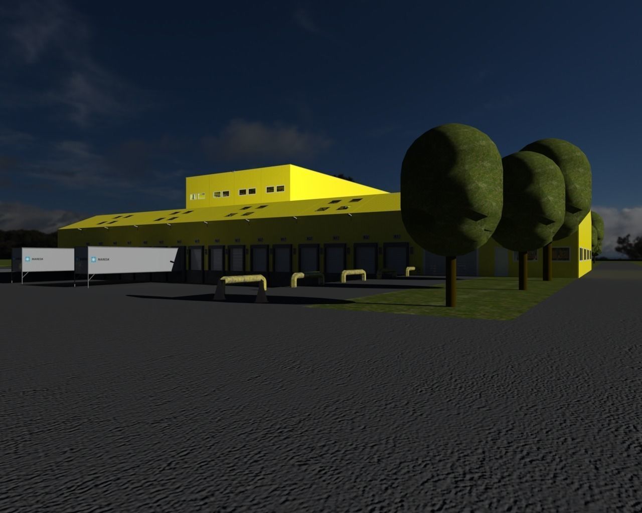 Warehouse interior and exterior whit props Free 3D model_17