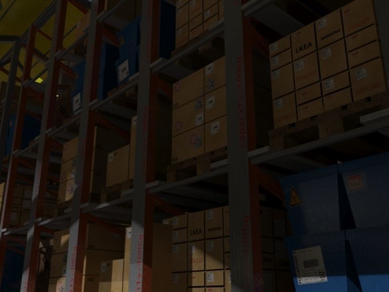 Warehouse interior and exterior whit props Free 3D model_7