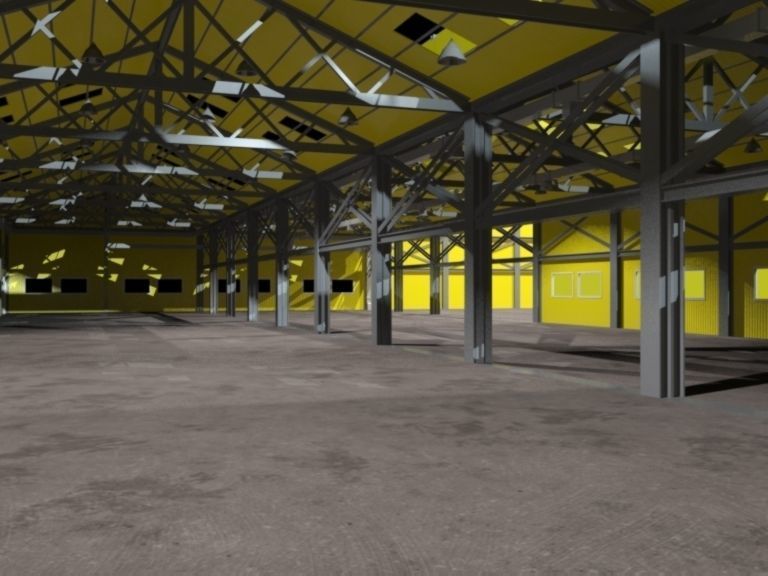 Warehouse interior and exterior whit props Free 3D model_12