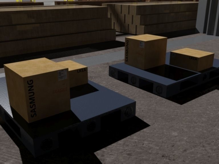 Warehouse interior and exterior whit props Free 3D model_11