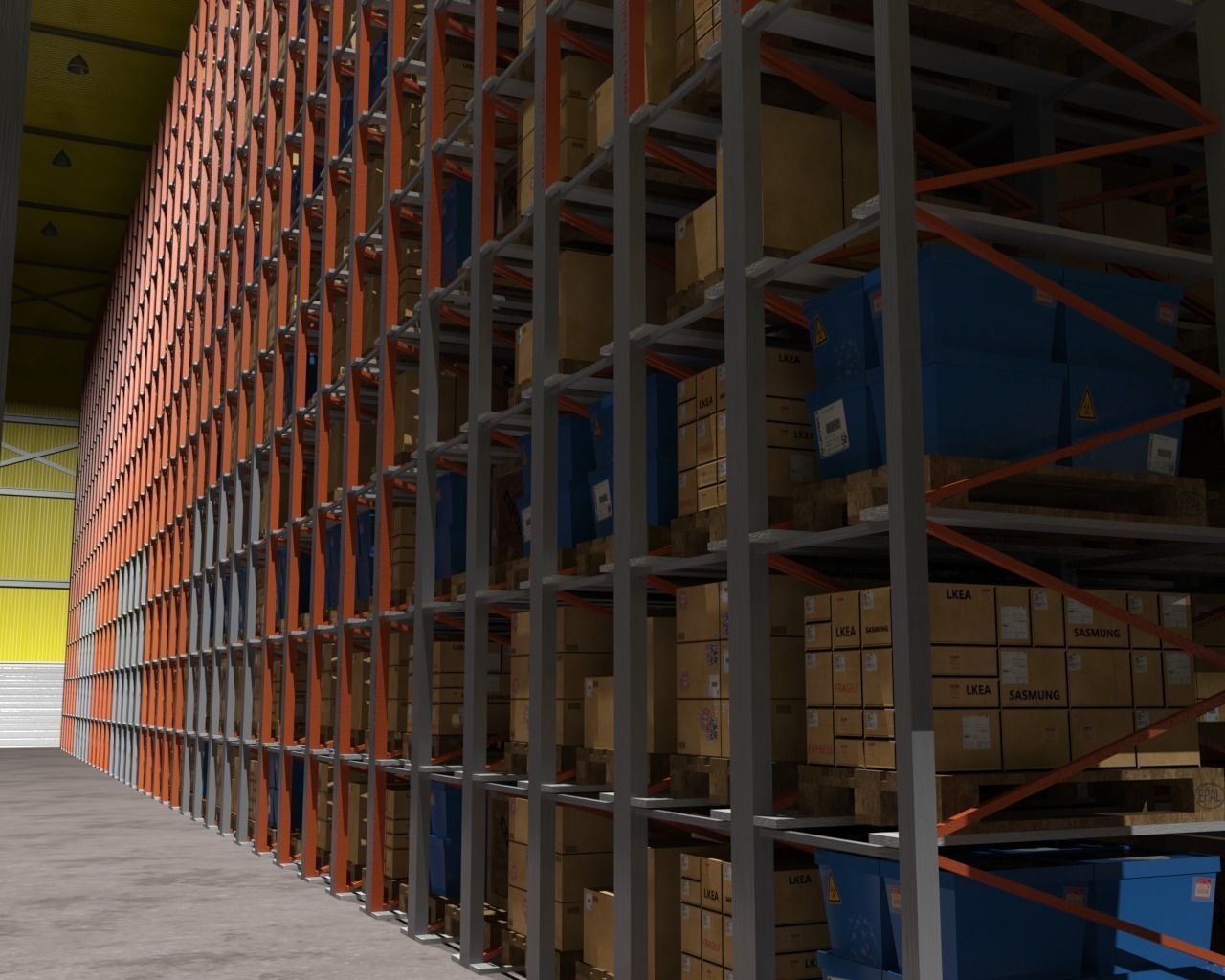 Warehouse interior and exterior whit props Free 3D model_6