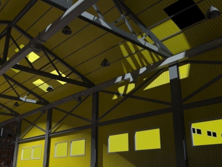 Warehouse interior and exterior whit props Free 3D model_9