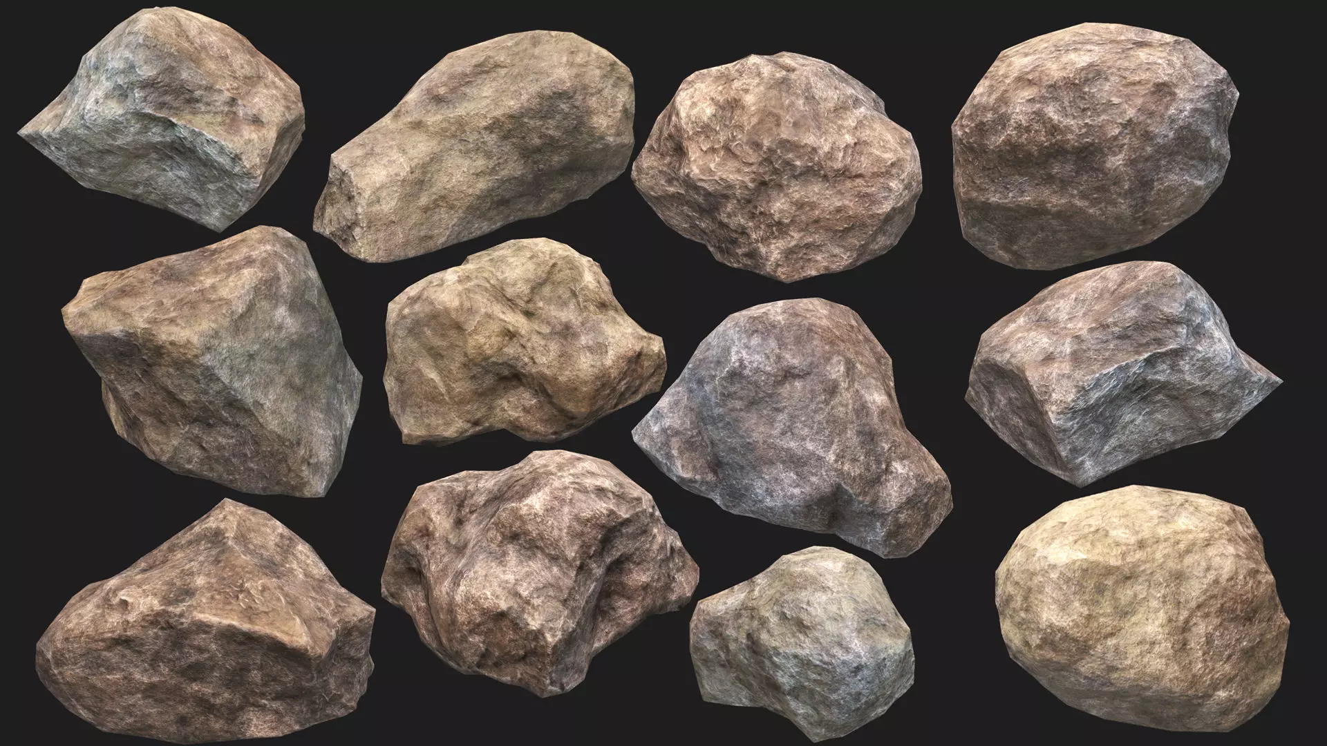 Rock Pack 01 PBR  Low-poly 3D model_0