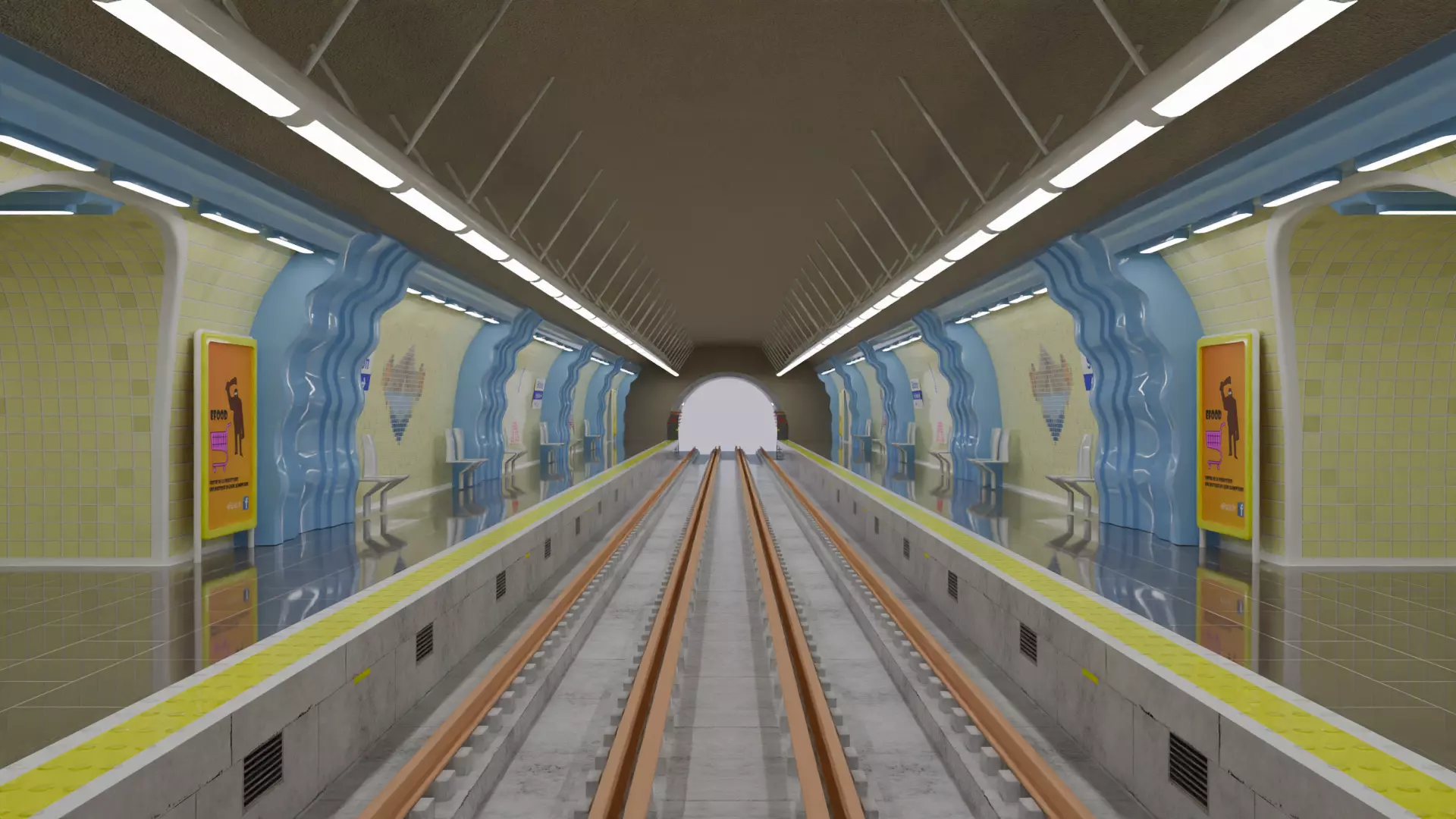 Metro station Paris 3D model_0