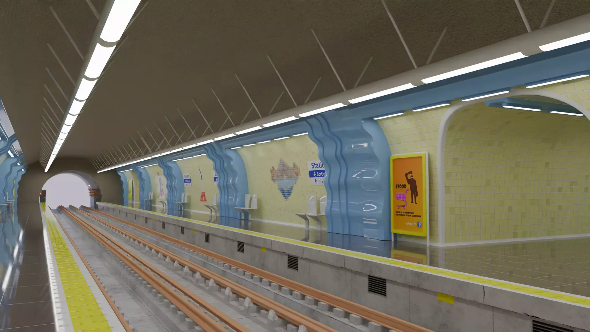 Metro station Paris 3D model_2