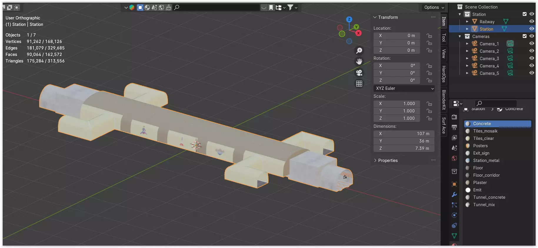 Metro station Paris 3D model_11