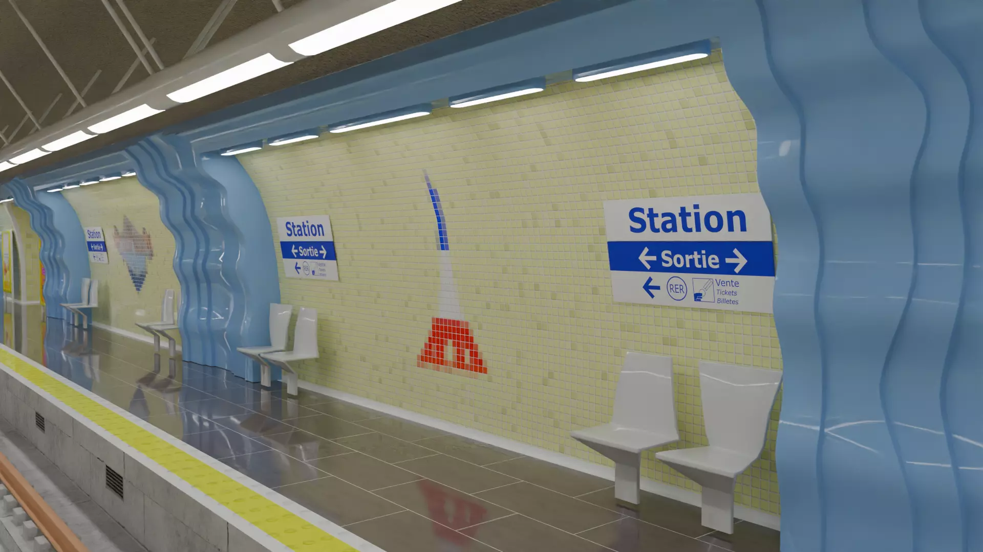 Metro station Paris 3D model_6