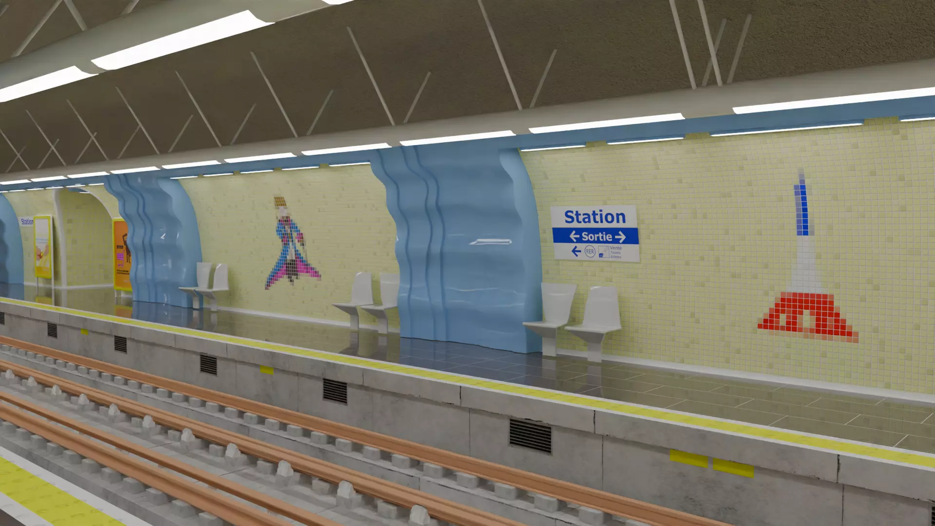 Metro station Paris 3D model_5