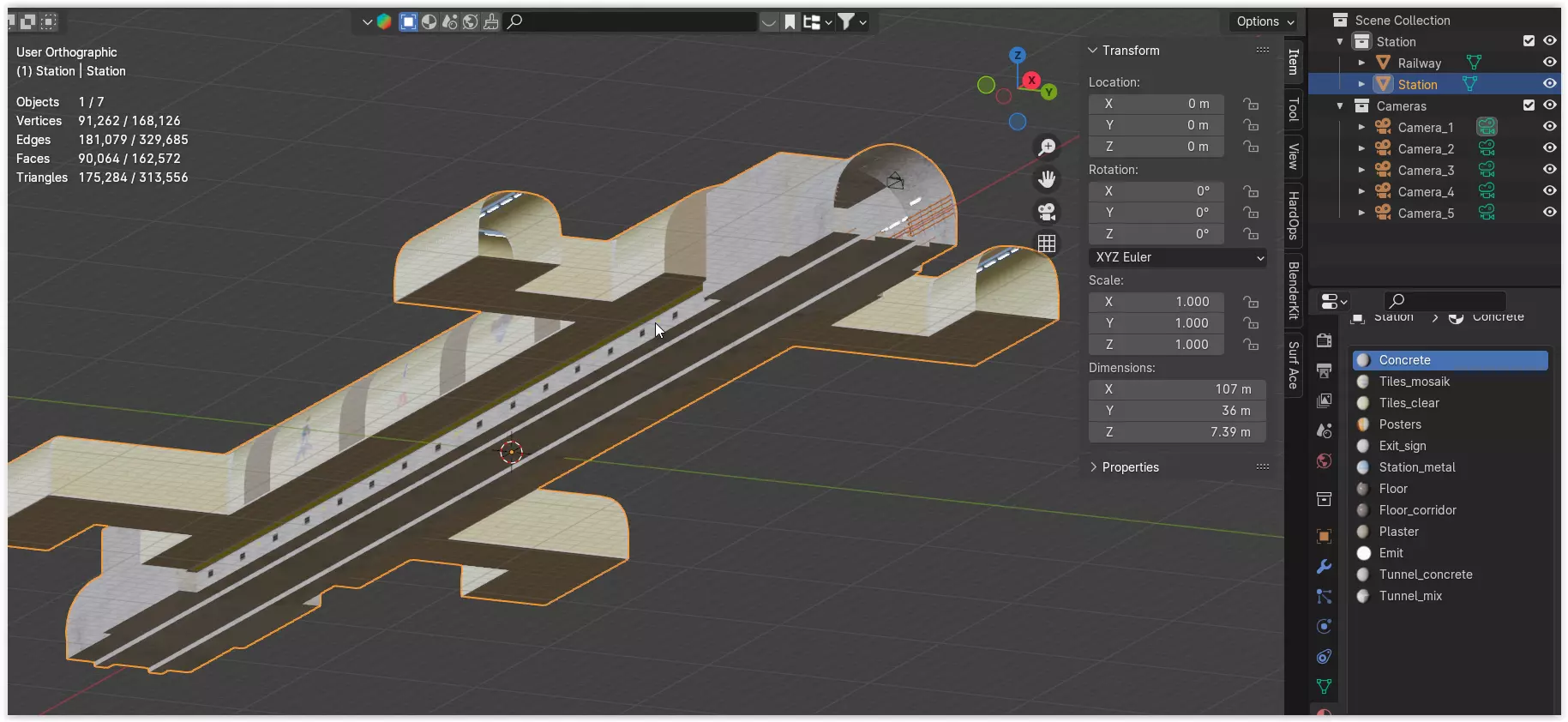 Metro station Paris 3D model_12