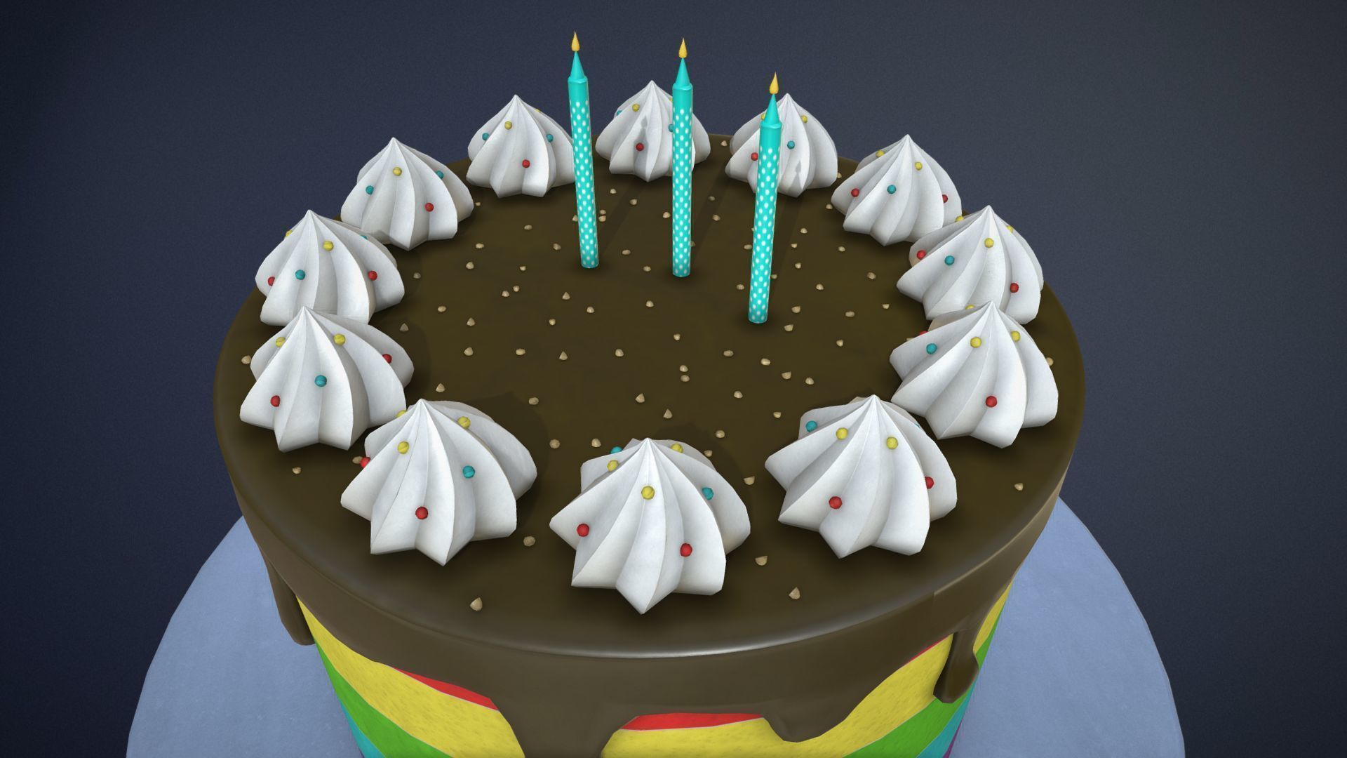 Birthday Cake game-ready asset Free low-poly 3D model_4
