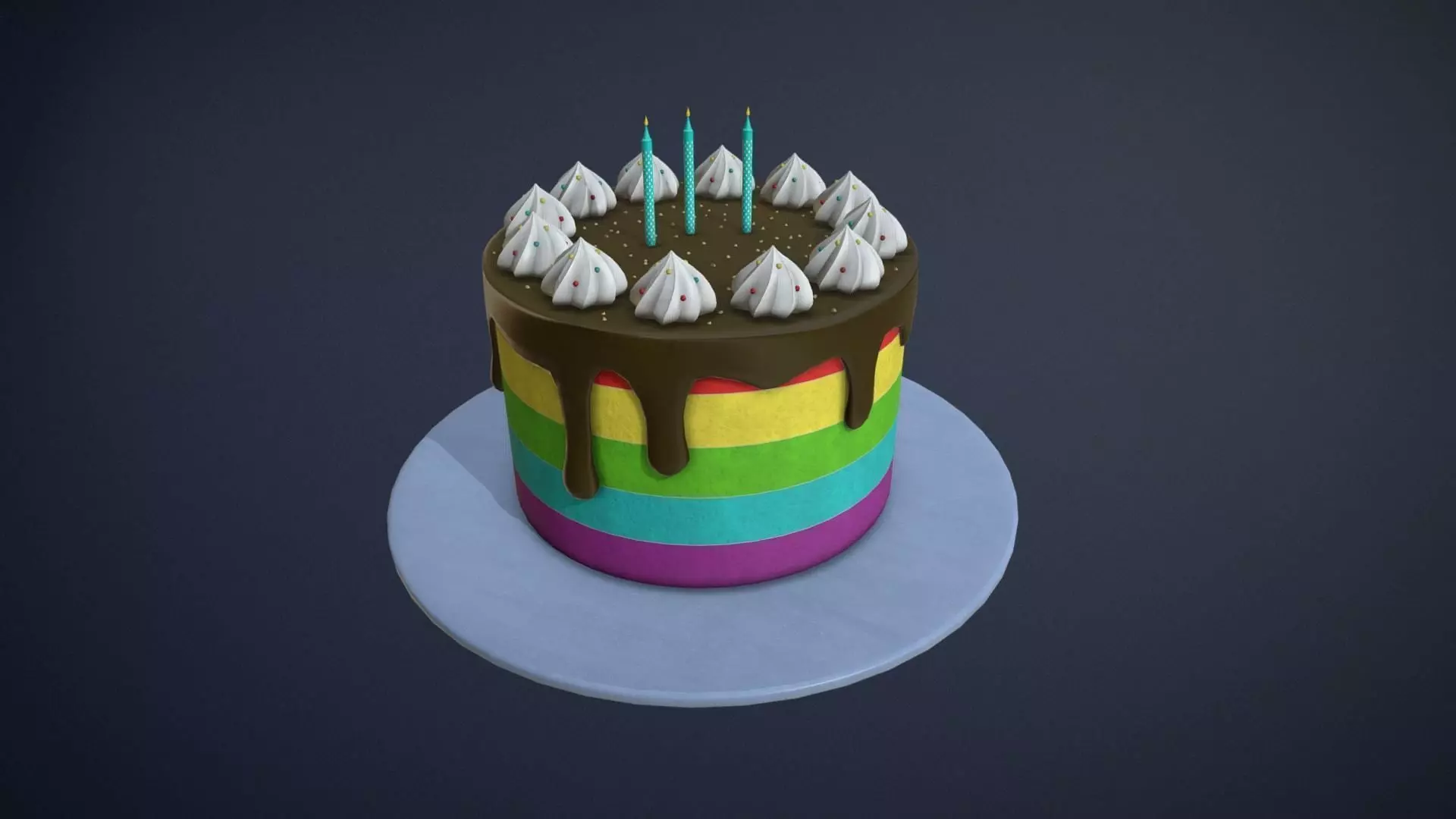 Birthday Cake game-ready asset Free low-poly 3D model_0