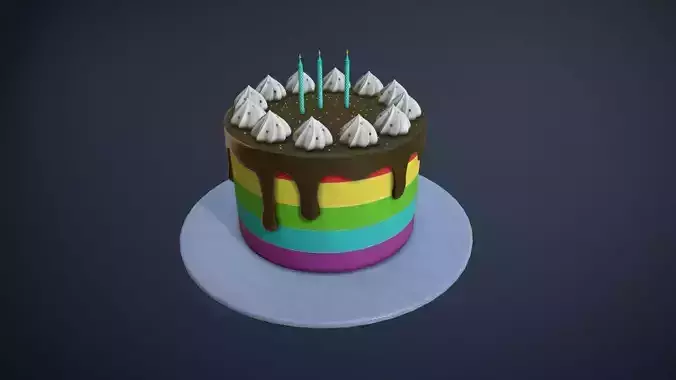 Birthday Cake game-ready asset Free low-poly 3D model