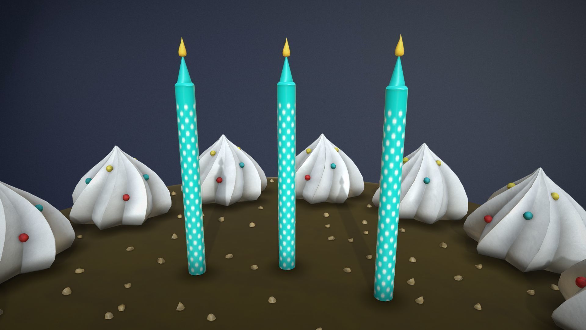 Birthday Cake game-ready asset Free low-poly 3D model_6
