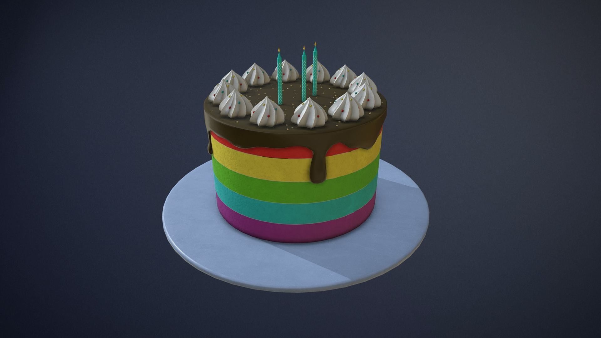 Birthday Cake game-ready asset Free low-poly 3D model_1