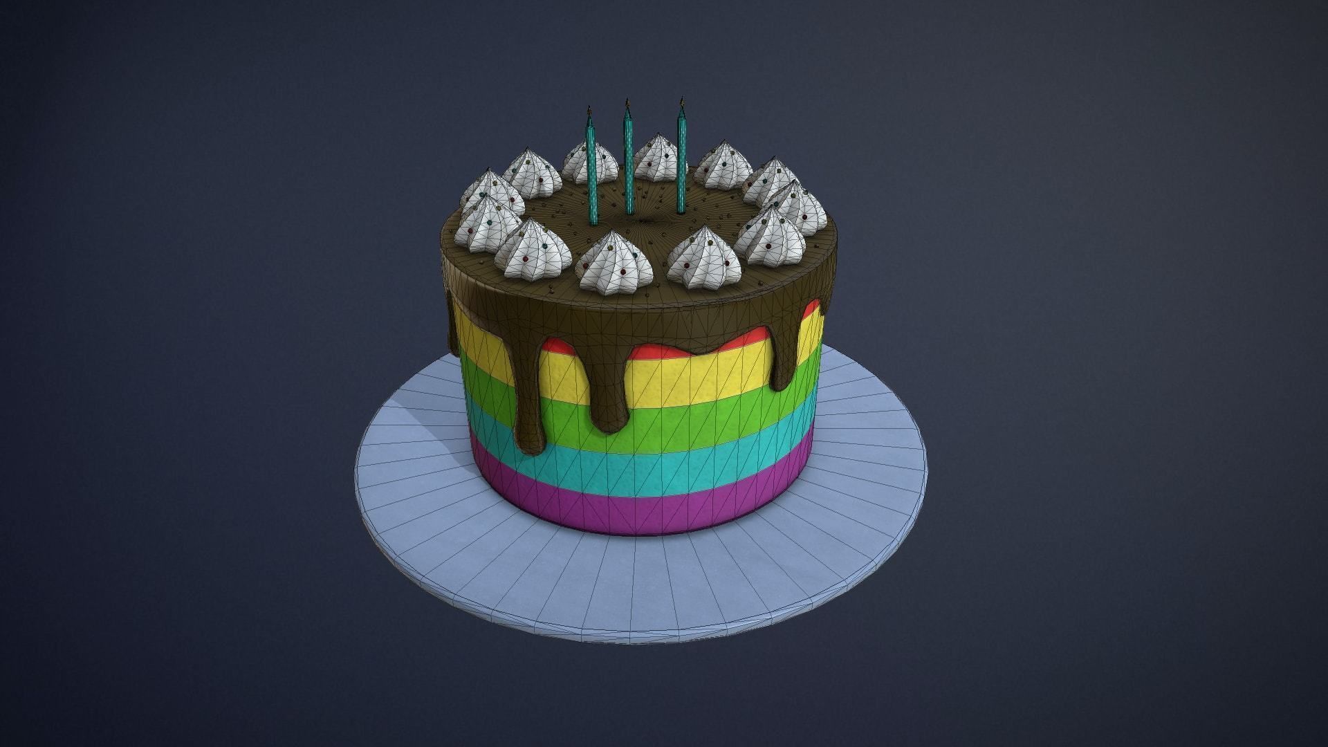 Birthday Cake game-ready asset Free low-poly 3D model_8