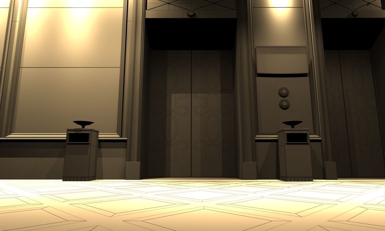 Elevator hall 3D model_3