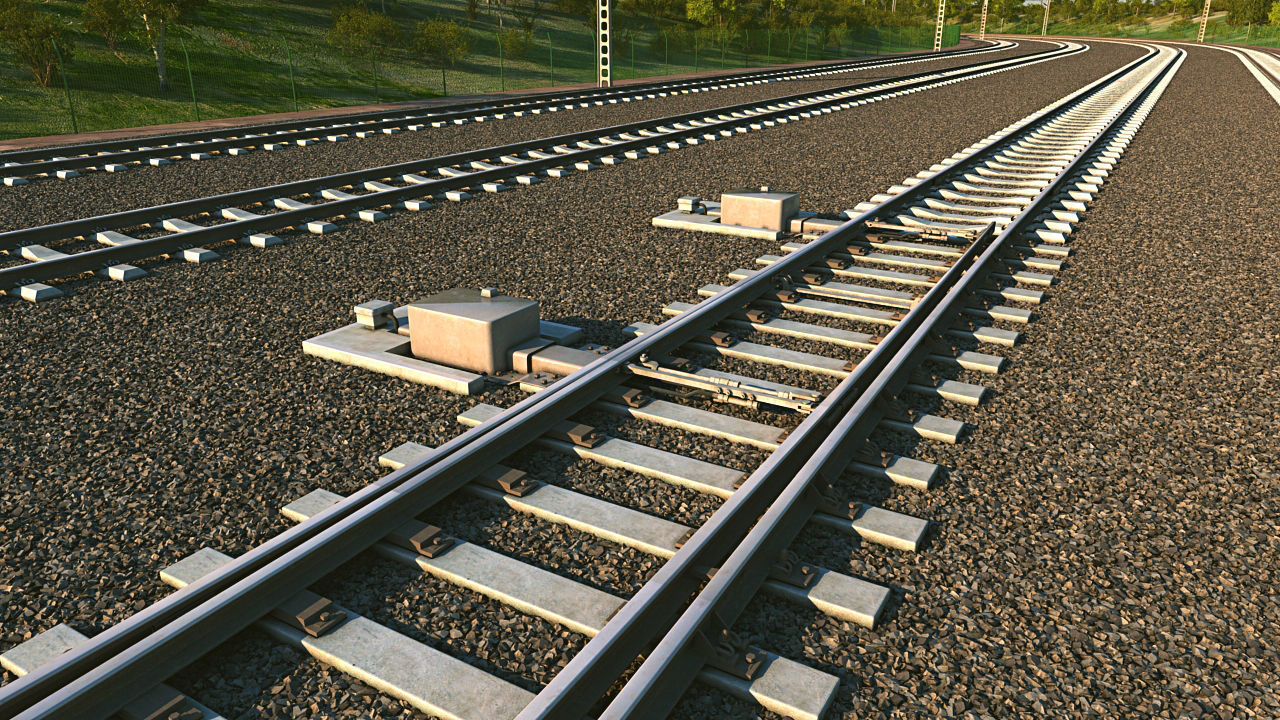 Railway train tracks 3D model_5
