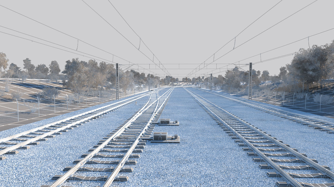 Railway train tracks 3D model_4