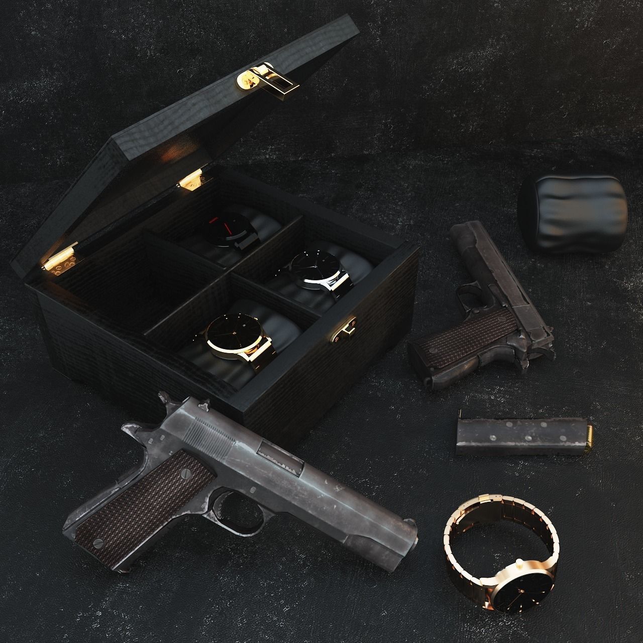 MVMT Colt-M1911 Low-poly 3D model_0