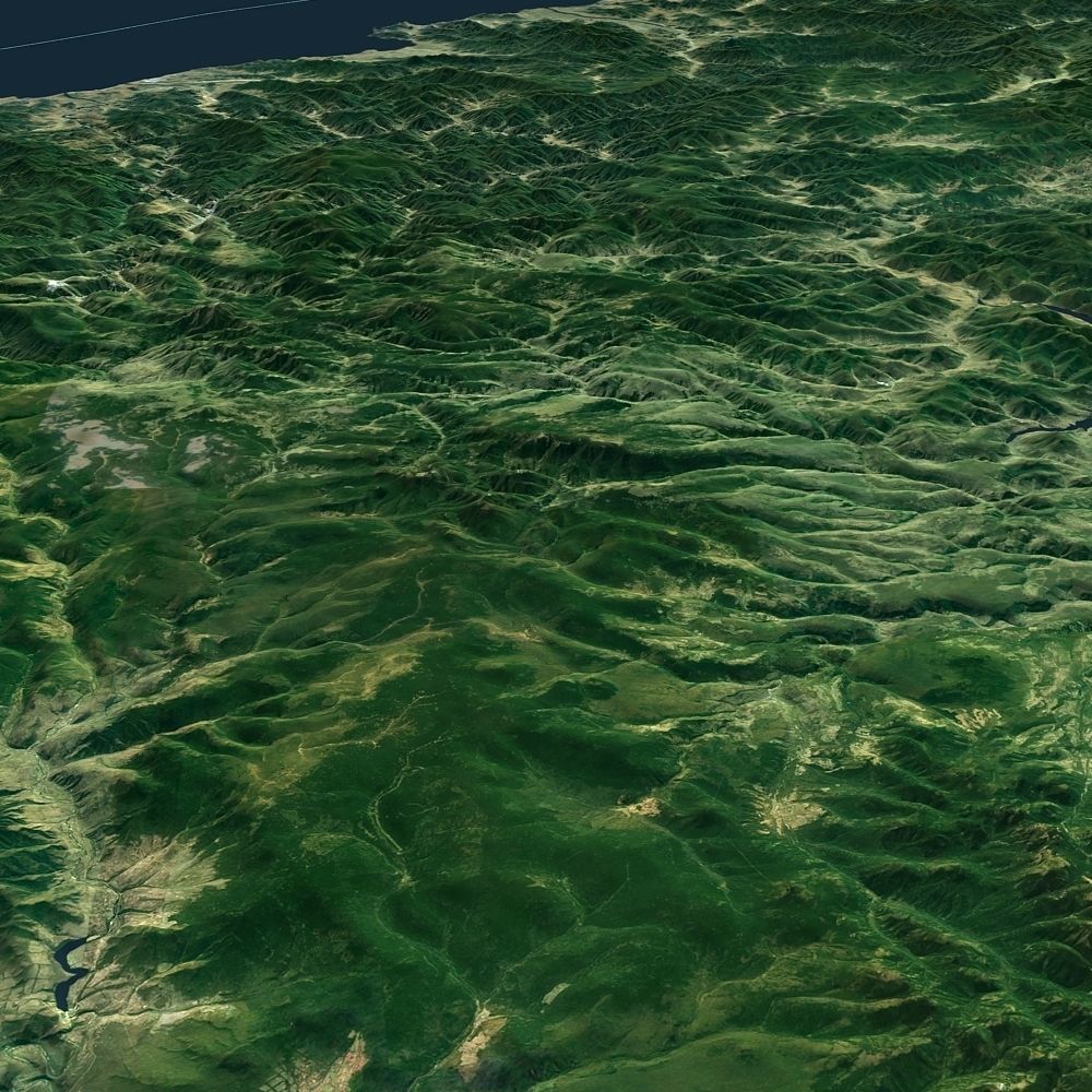 Korean Peninsula satellite map 3D model_2