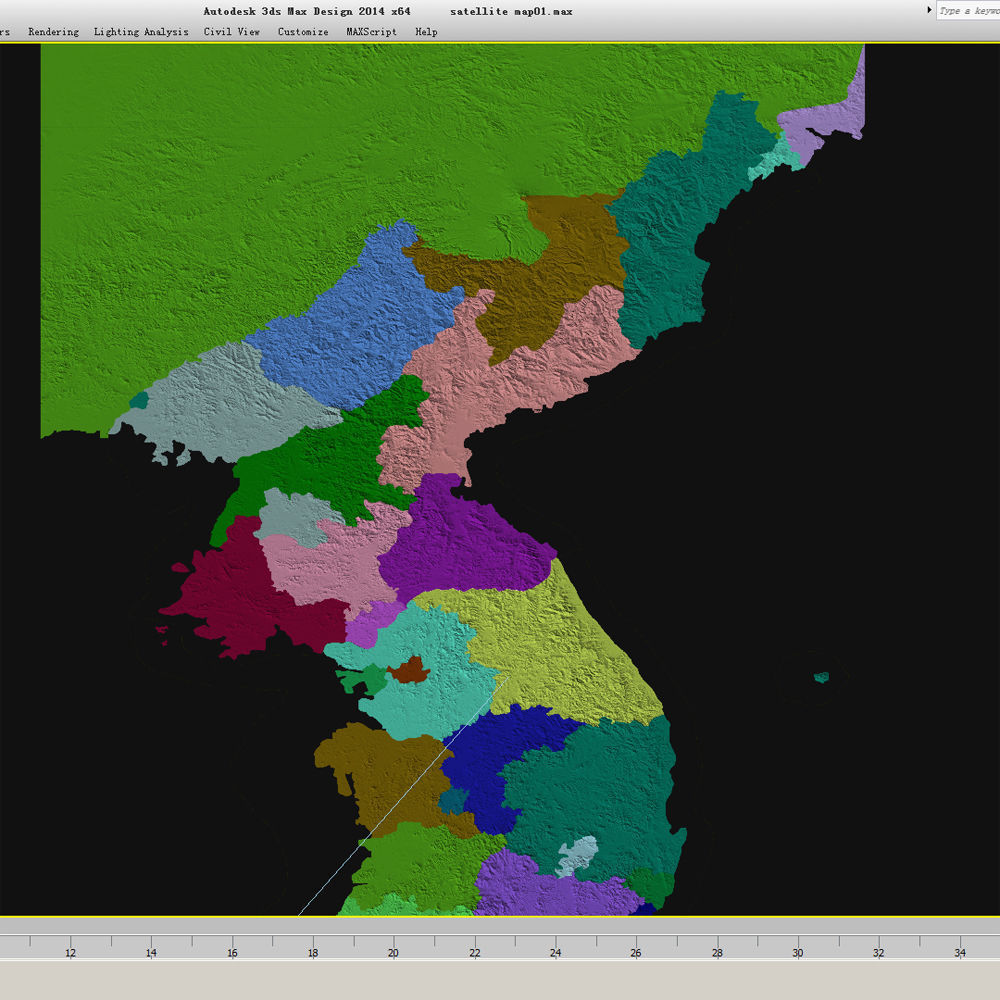 Korean Peninsula satellite map 3D model_11