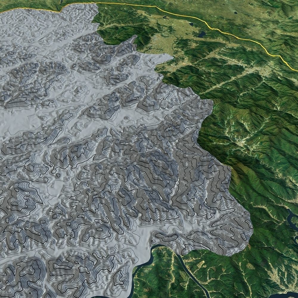 Korean Peninsula satellite map 3D model_6