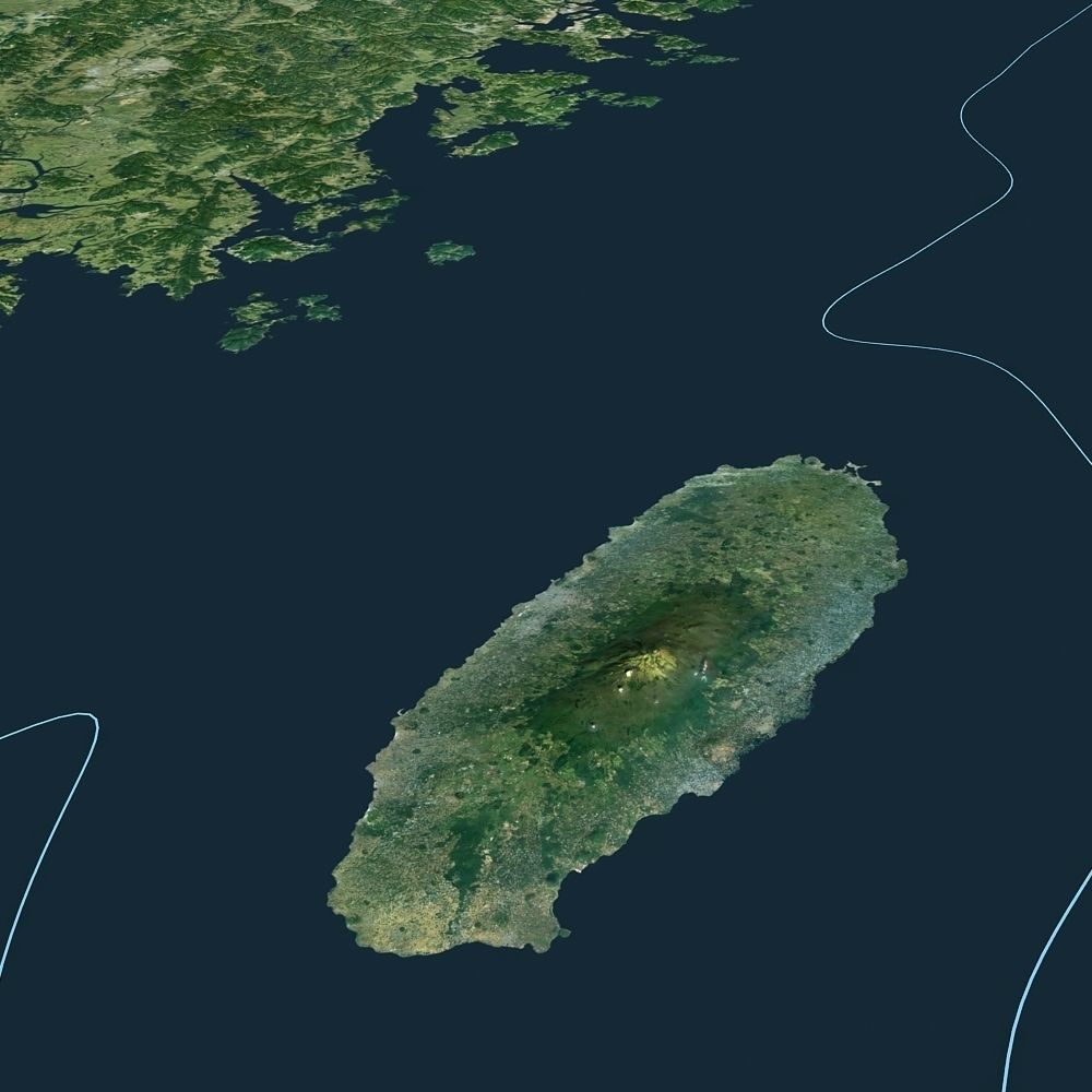 Korean Peninsula satellite map 3D model_4