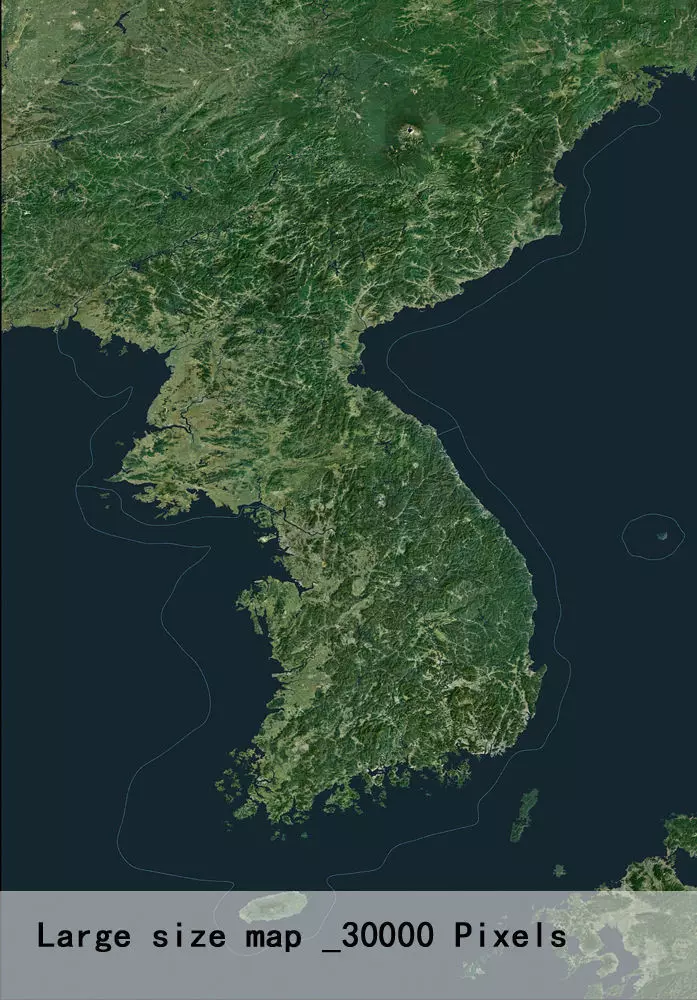 Korean Peninsula satellite map 3D model_0