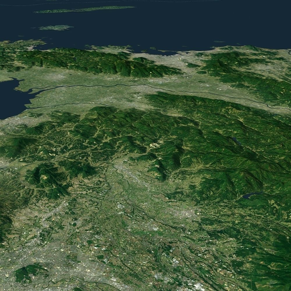 Korean Peninsula satellite map 3D model_1