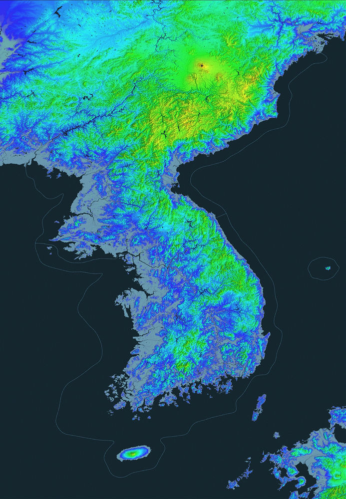Korean Peninsula satellite map 3D model_9