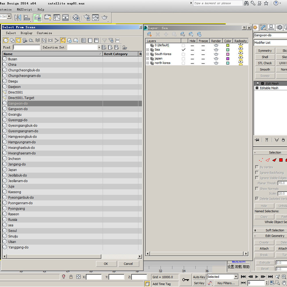 Korean Peninsula satellite map 3D model_14