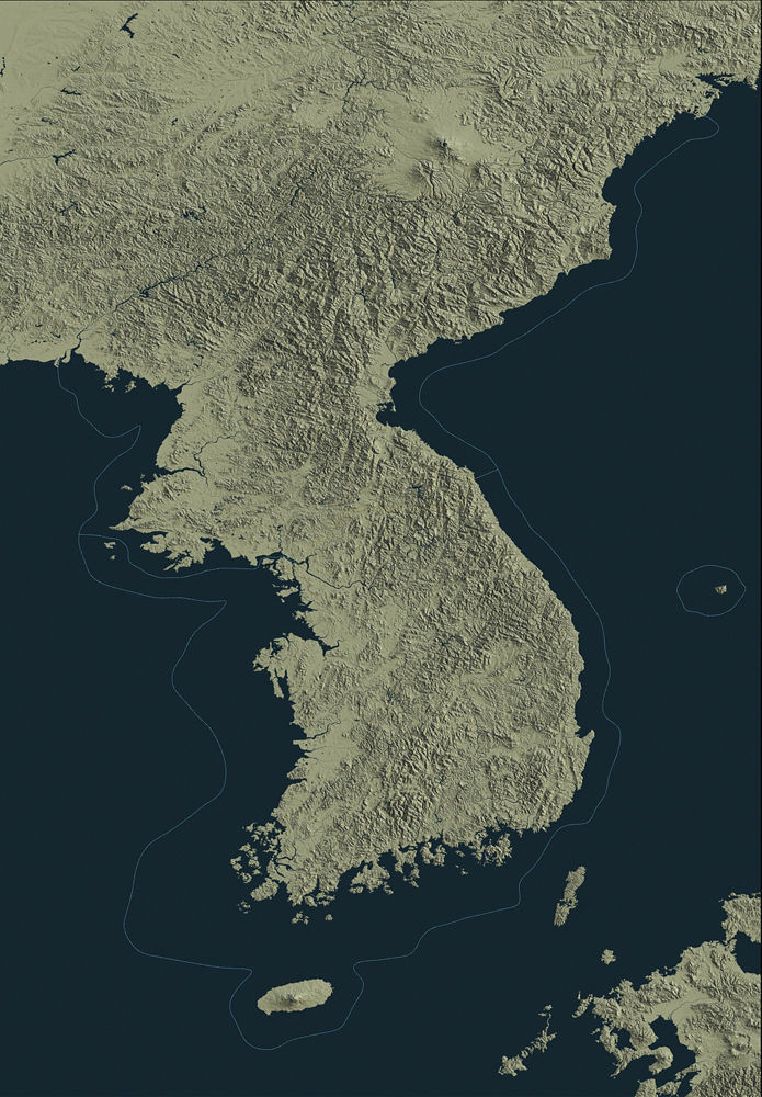 Korean Peninsula satellite map 3D model_10