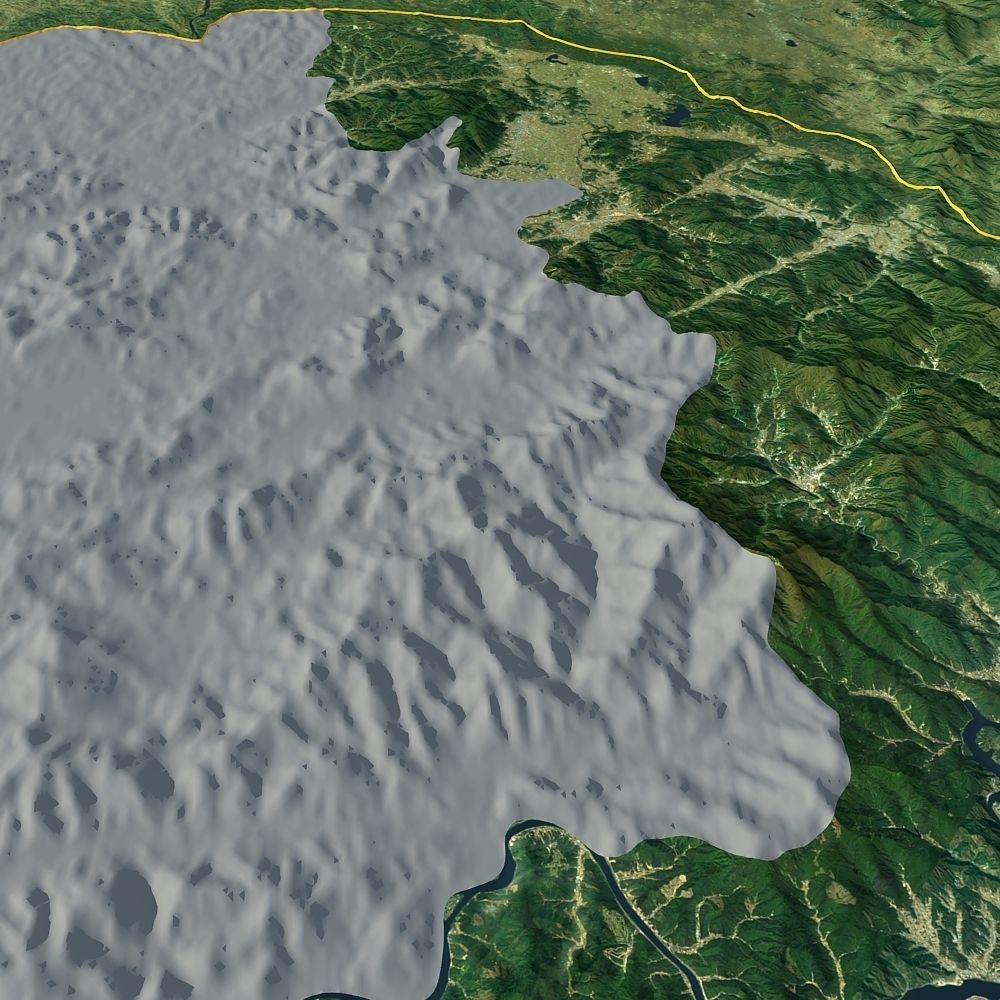 Korean Peninsula satellite map 3D model_5