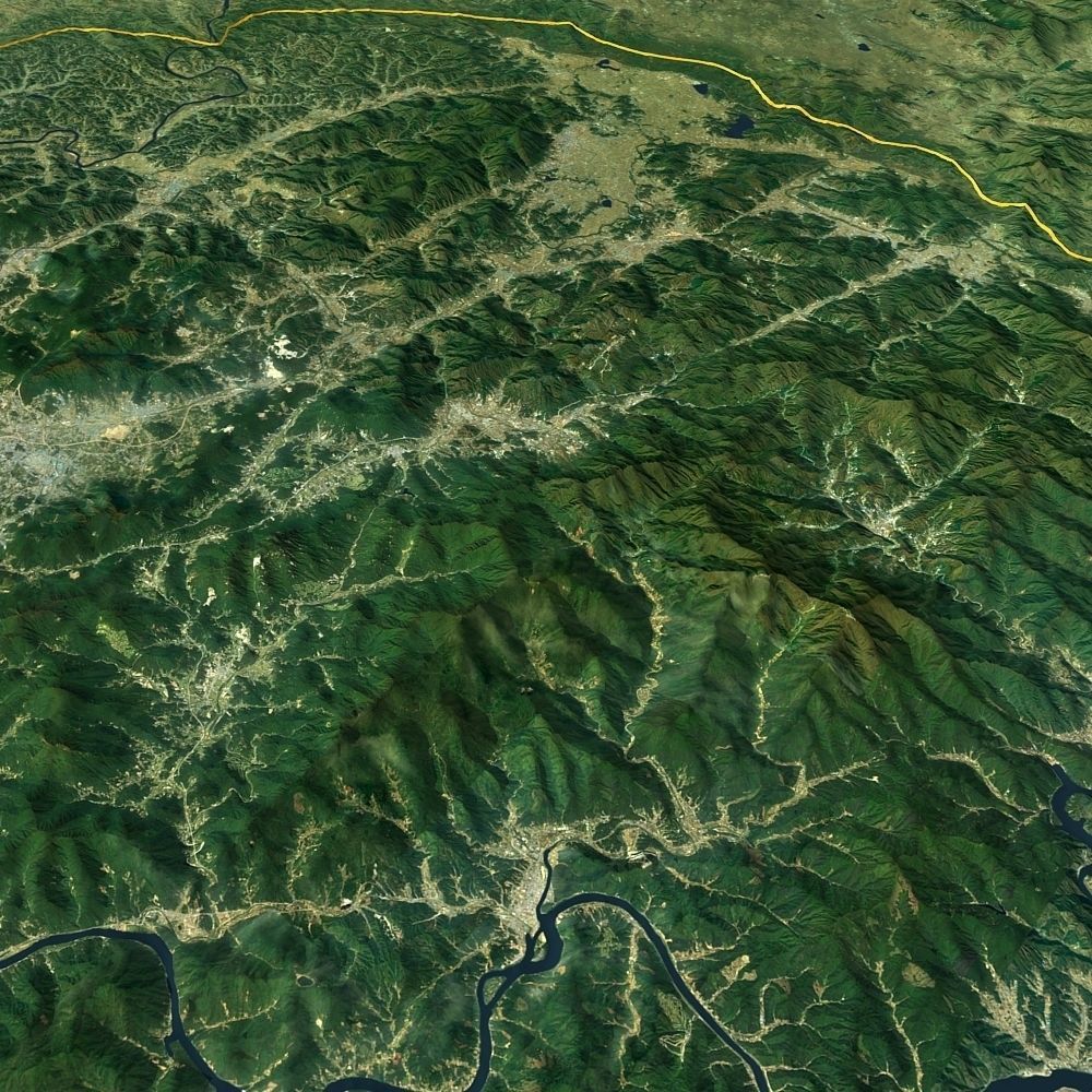 Korean Peninsula satellite map 3D model_3