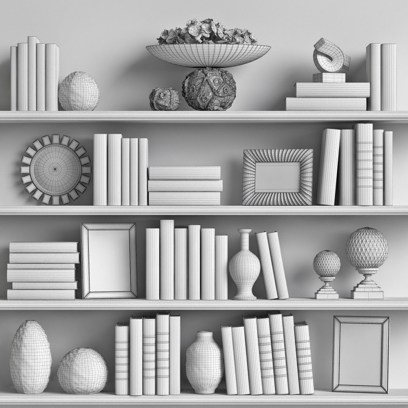 Decor Set 9 shelf with books and flowers 3D model_5