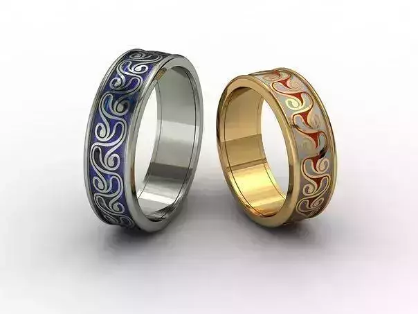 wedding band with enamel