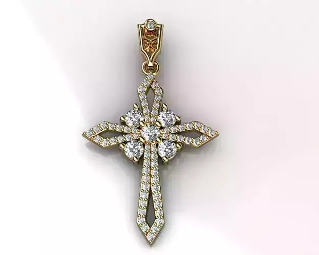 Yellow Gold Diamond Cross Pendant
