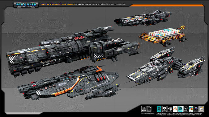 Spaceships Vol-10 Low-poly 3D model